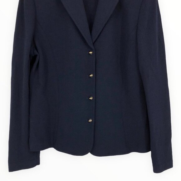 St. John Basics Navy Logo Button Santana Knit Blazer Long Sleeve size 16 - Picture 4 of 11
